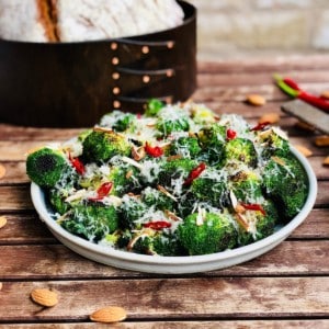 A plate of Dairy-Free Chargrilled Broccoli Salad