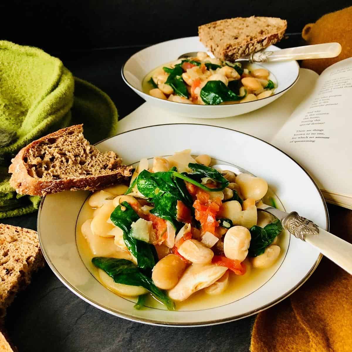 bowl containing butterbean stew