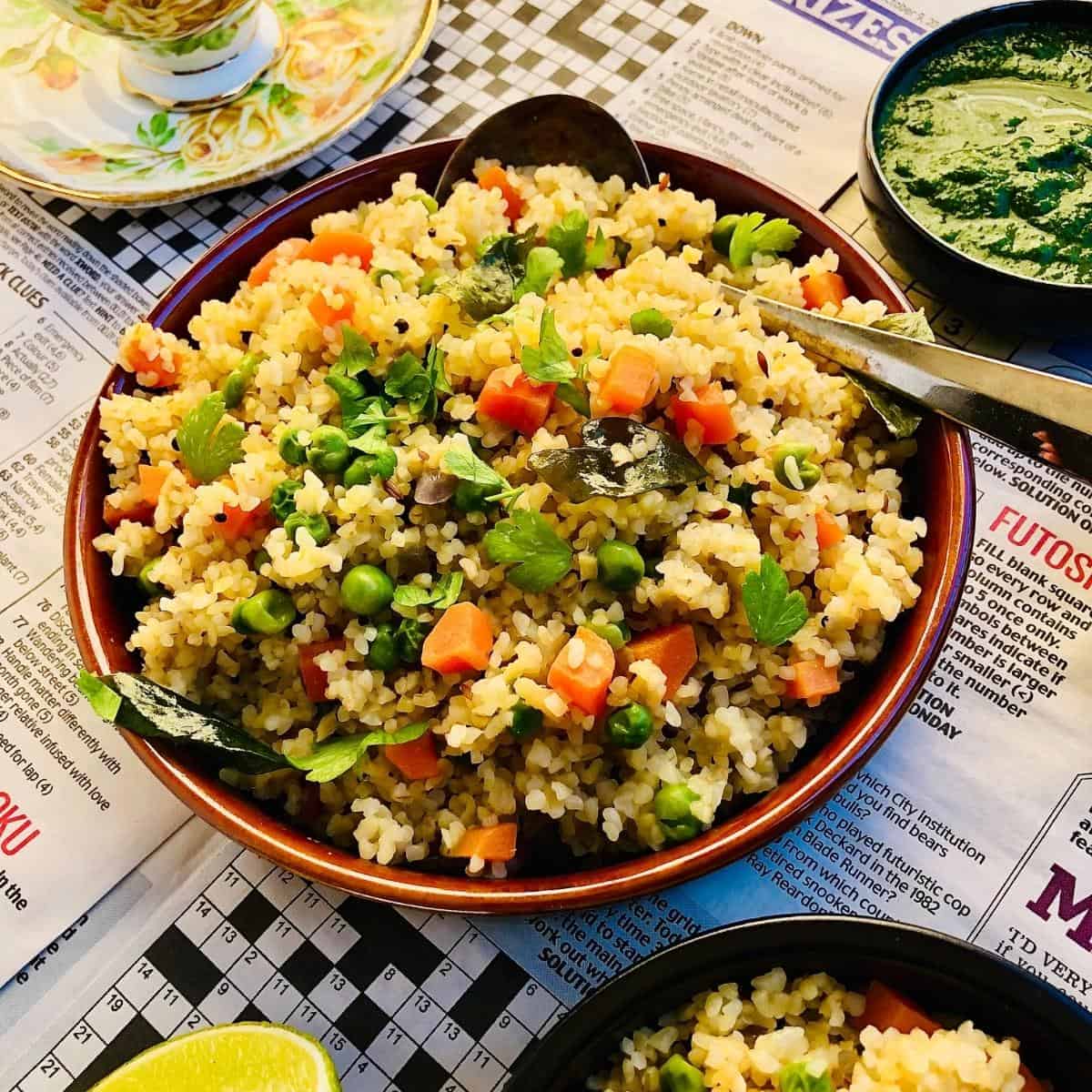 Bowl of dalia upma health breakfast