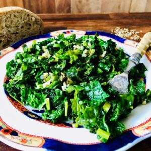 Close up of a cavalo nero on a plate with a fork