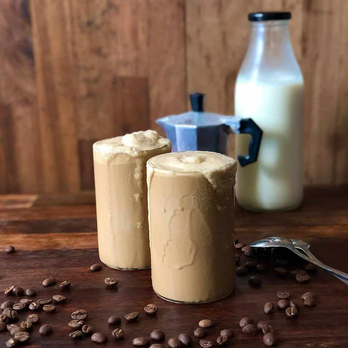 Close up of two glasses of cold coffee