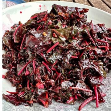 Close up of a plate of all saag.